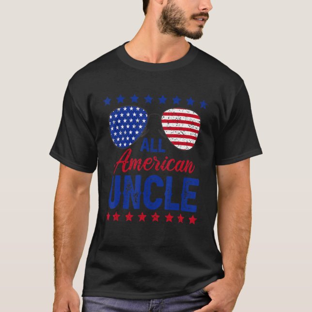 T-shirt Hommes Tous Uncle Américain 4 juillet (Devant)