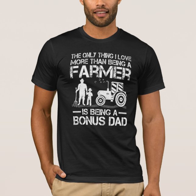 T-shirt Hommes Tracteur agricole Rétro Fermier Bonus Papa  (Devant)
