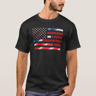 T-shirt Hommes Us Drapeau Américain Pour Mari Daddy Protec