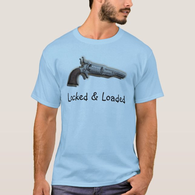 T-shirt Hommes verrouillés d'amants d'arme à feu chargée (Devant)