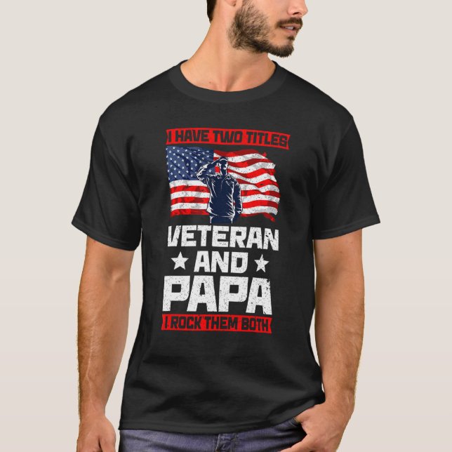 T-shirt Hommes Vétérinaire Papa Usa Drapeau Grand-Père Fêt (Devant)