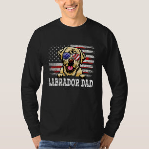 T-shirt Hommes Vintage Labrador Papa Américain Drapeau Pèr