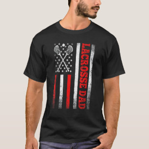 T-shirt Hommes Vintage Lacrosse Papa Américain Drapeau Spo