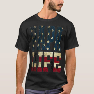 T-shirt Hommes Vintage Papa Life America Drapeau heureux P