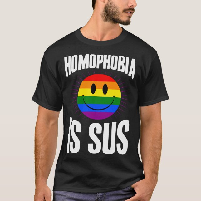 T-shirt Homophobia Is Sus Smile Face Gay Pride Flag Aesthe (Devant)