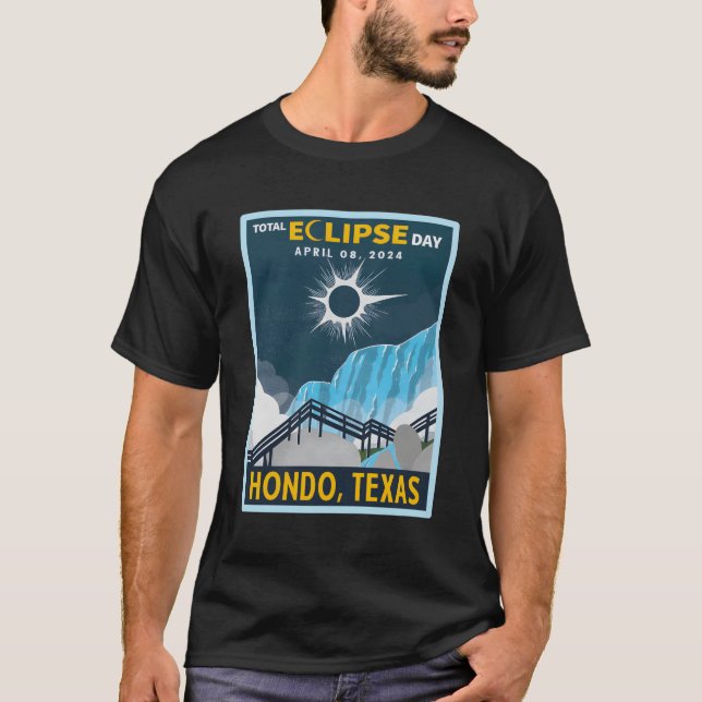T-shirt Hondo Texas Total Solar Eclipse 2024 (Devant)