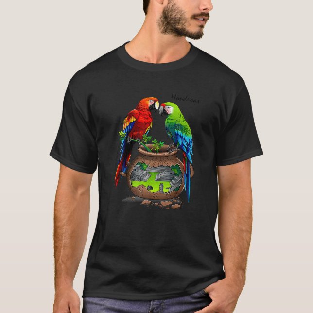 T-shirt Honduras Copan maya perroquets (Devant)