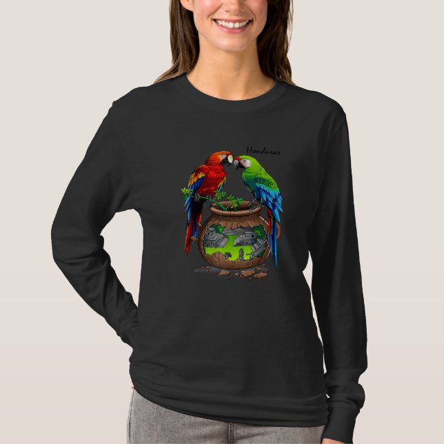 T-shirt Honduras Copan maya perroquets (Devant)