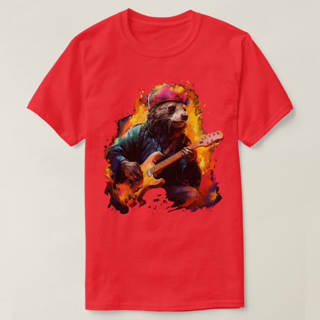 T-shirt Honey Badger Jouer de la guitare (Design devant)