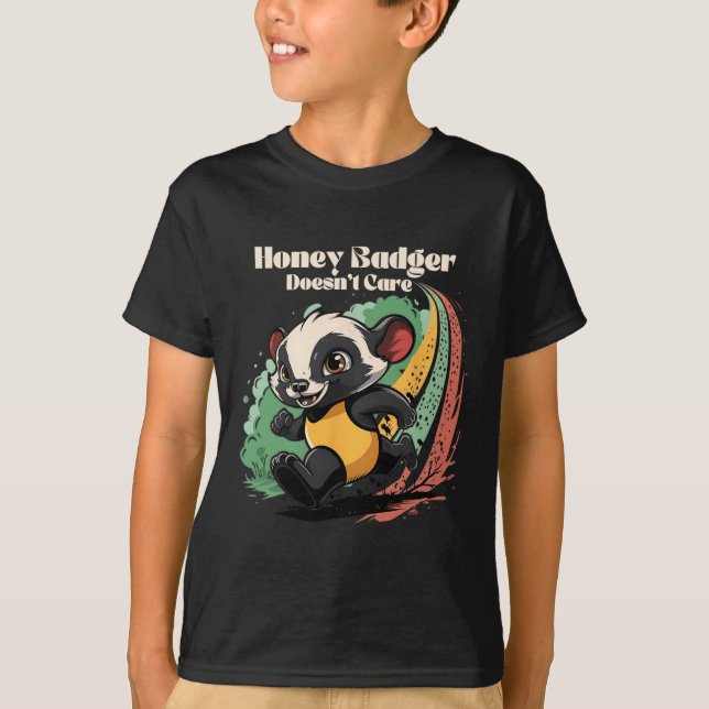T-shirt Honey Badger ne se soucie pas mignon animal Amusan (Devant)