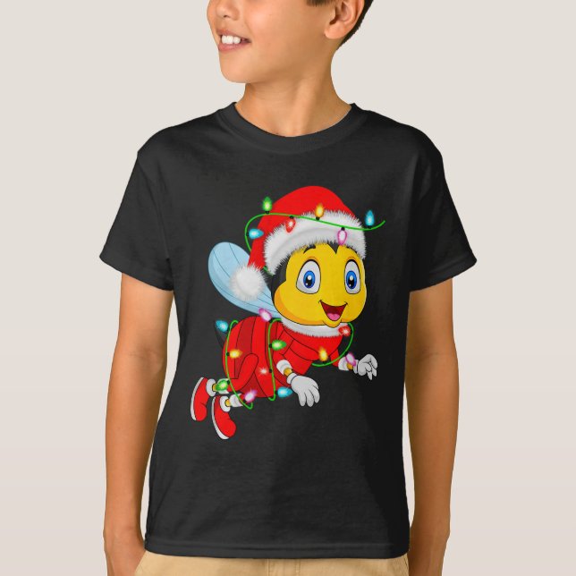 T-shirt Honey Bees Christmas Lights Santa Costume Cute Ani (Devant)