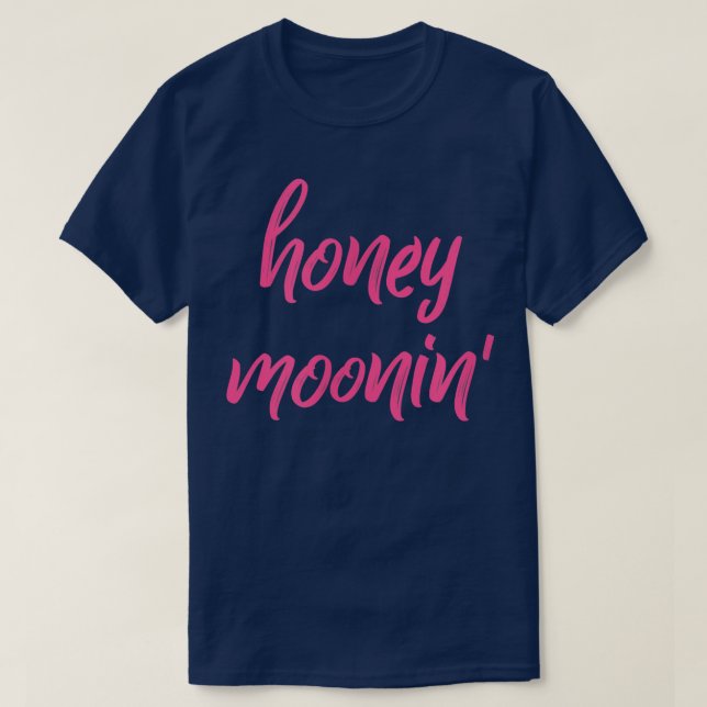 T-shirt Honey MooninPinceau rose Lune de miel Couples corr (Design devant)