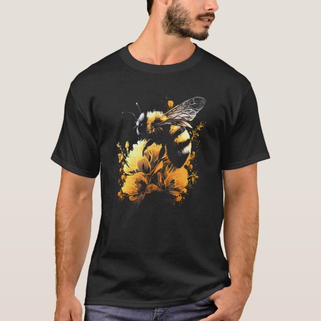 T-shirt Honeybee and bumble bee for American hive beekeepe (Devant)