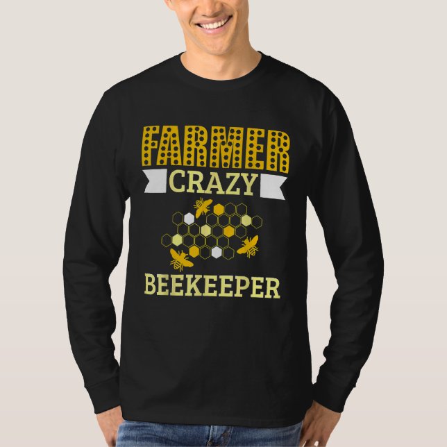 T-shirt Honeybee Farmer Crazy Beekeeper (Devant)