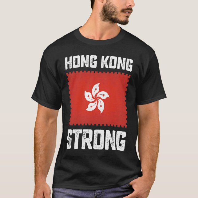 T-shirt Hong Kong Strong Flag Stamp Pro Democracy Free Spe (Devant)