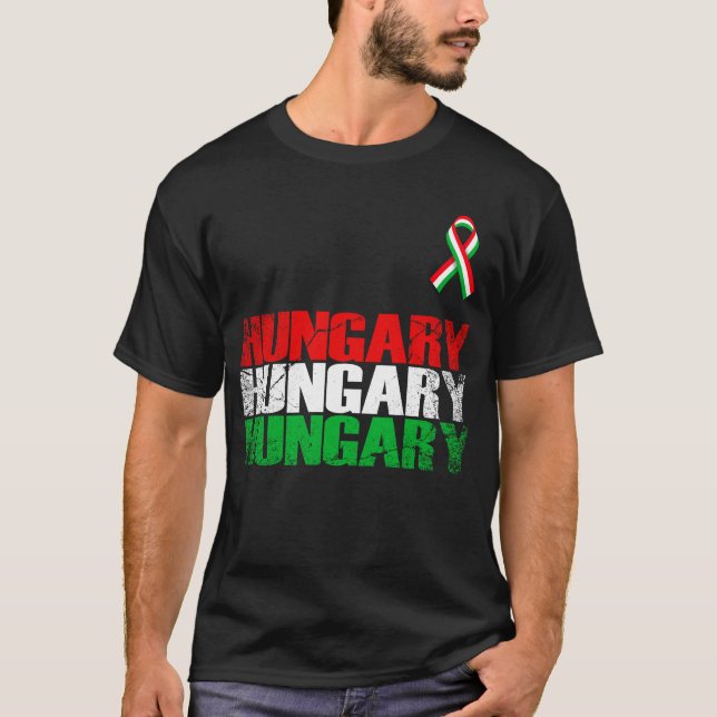 T-shirt Hongrie, Hongrie Drapeau, Drapeau de Hongrie. (Devant)