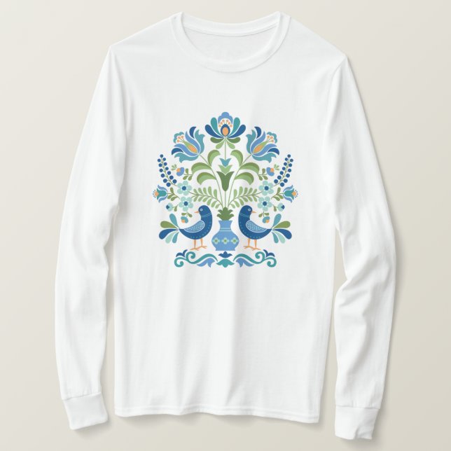 T-shirt Hongrois aux oiseaux bleus (Design devant)