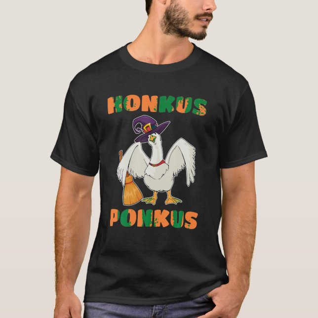 T-shirt Honkus Ponkus Halloween Witch Canard Cute Goose Co (Devant)