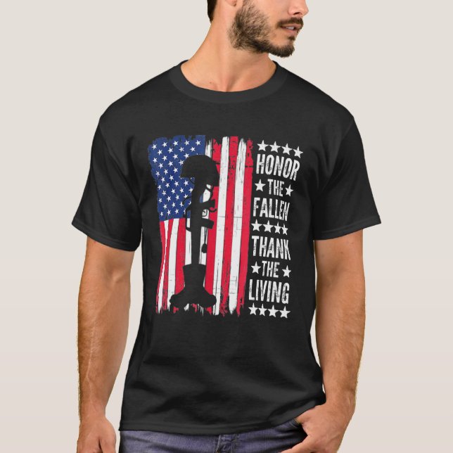 T-shirt Honneur Le Fallen Merci Living Usa Drapeau Memoria (Devant)