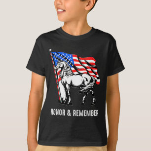 T-shirt Honneur Se souvenir Cheval Patriotique Drapeau Amé