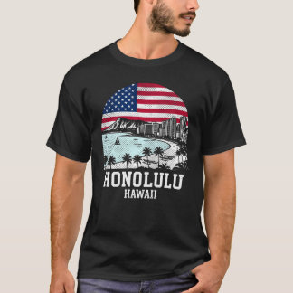 T-shirt Honolulu City Hawaii American Flag