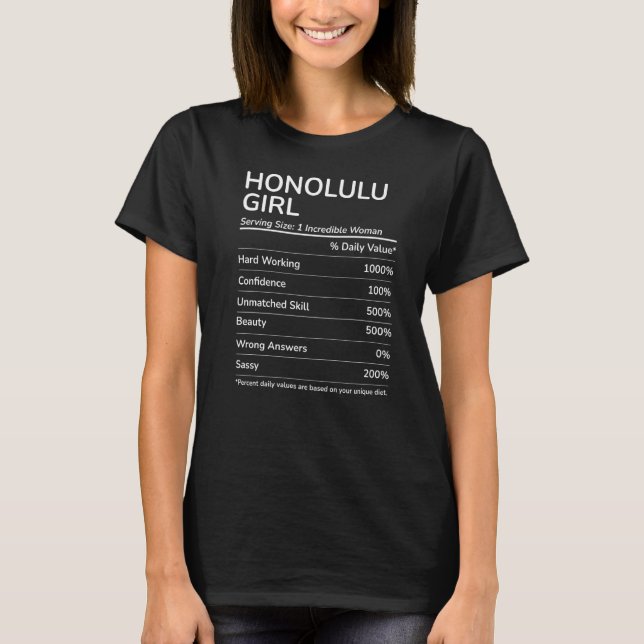 T-shirt Honolulu Girl Hawaii (Devant)
