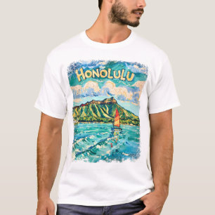 T-shirt Honolulu Hawaï Paysage Vintage Voyage Van Gogh