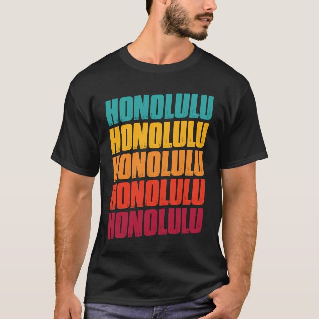 T-shirt Honolulu Hawaii Souvenir  Retro Vintage Honolulu (Devant)