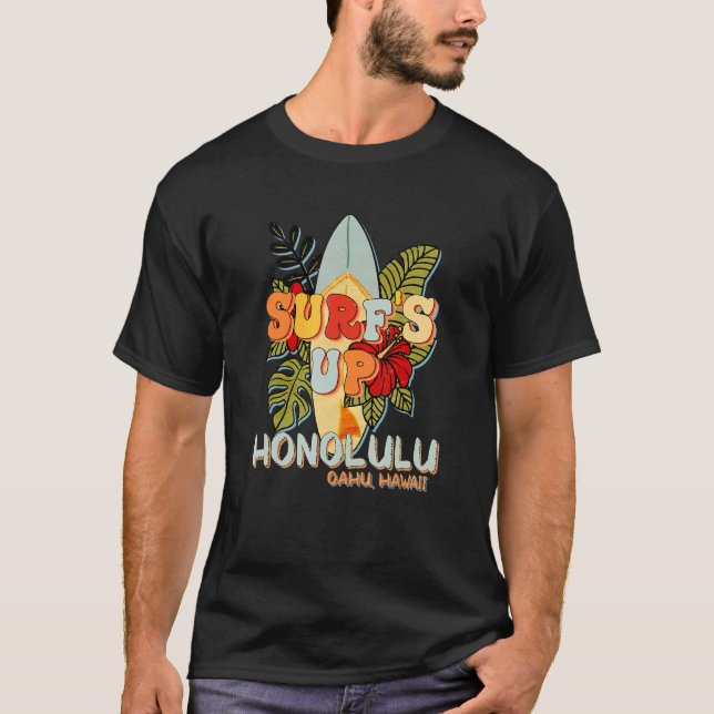 T-shirt Honolulu Hawaii Surf Ocean Beach Hawaiian Island (Devant)