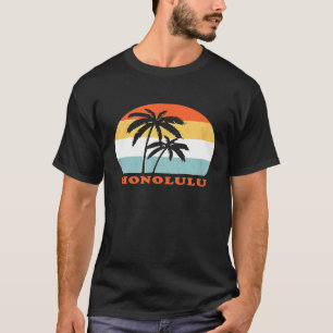 T-shirt Honolulu Hawaii Vintage Rétro Surf Soleil Throwbac