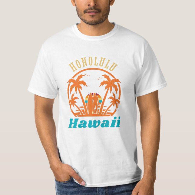 T-shirt Honolulu Hawaiian Vacances Surf cadeau (Devant)