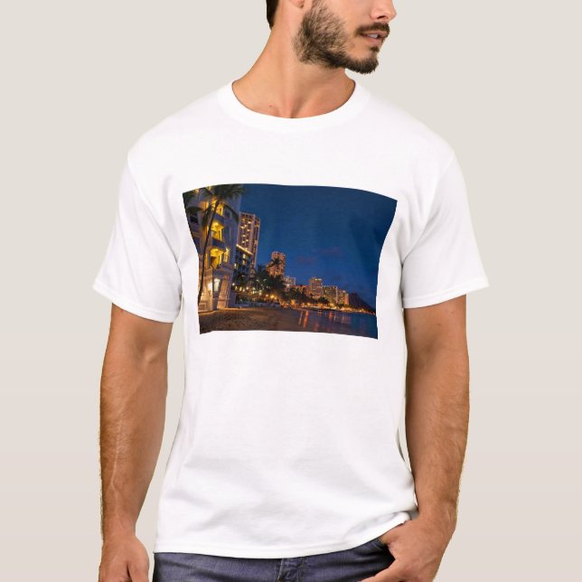 T-shirt Honolulu, Oahu, Hawaii. Exposition nocturne (Devant)