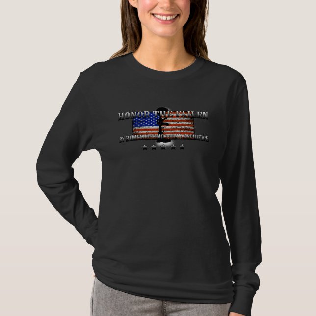 T-shirt Honor The Fallen Thank The Living USA Flag Memoria (Devant)