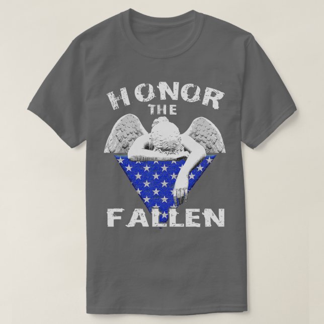T-shirt Honorer le Fallen Angel et le drapeau plié Memoria (Design devant)