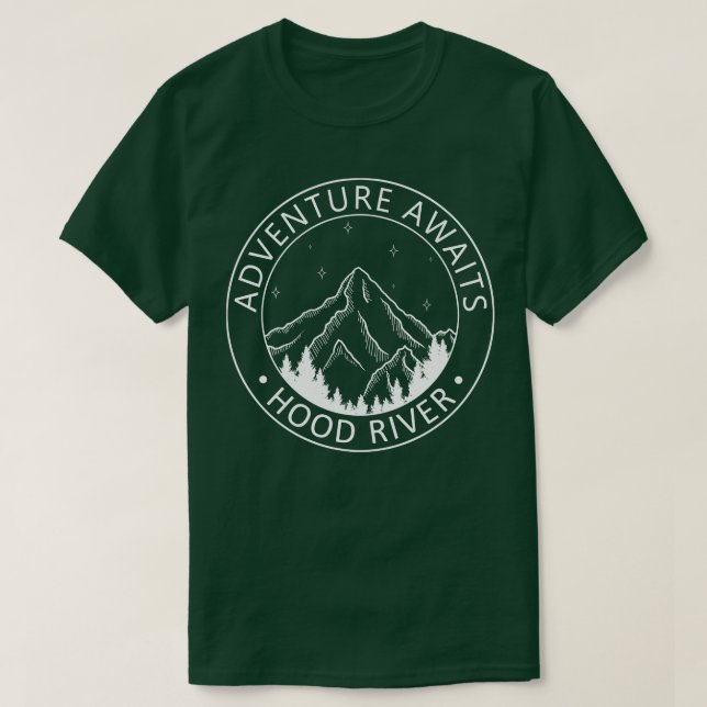 T-shirt Hood River Oregon USA Adventure Await (Design devant)