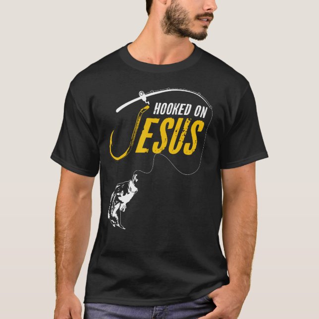 T-shirt Hook sur Jésus Drôle Chrétien Pêche (Devant)