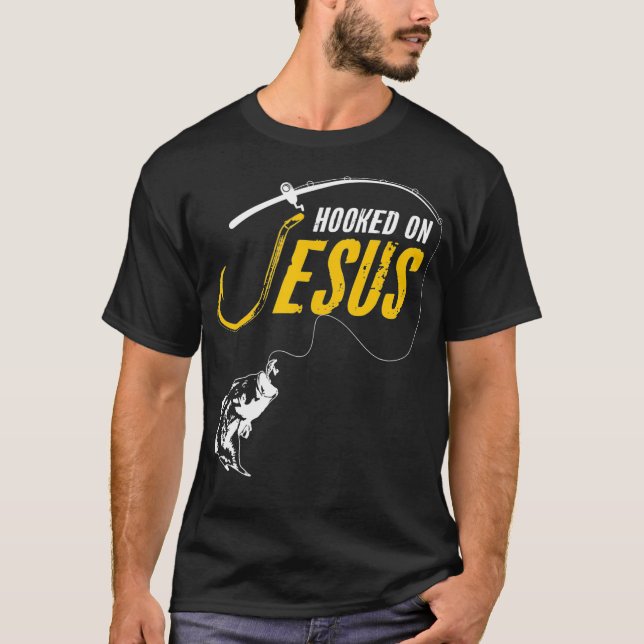 T-shirt Hook sur Jésus Drôle Chrétien Pêche (Devant)