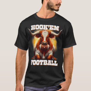 T-shirt Hook'Em Etat Du Texas Football Avec Cheveux Et Cor