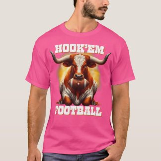T-shirt Hook'Em Etat Du Texas Football Avec Cheveux Et Cor