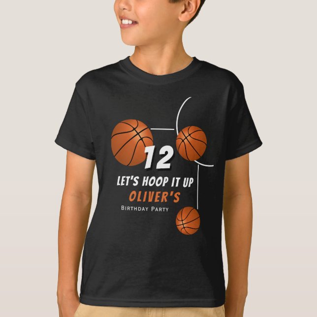 T-shirt Hoop it up Basketball Ball Anniversaire de enfant  (Devant)