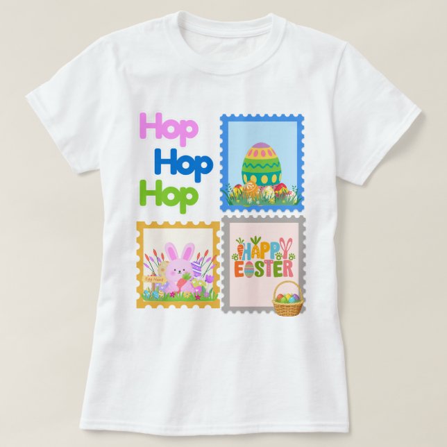 T-shirt Hop Hop Hop Cute Easter Collage T Shirt (Design devant)
