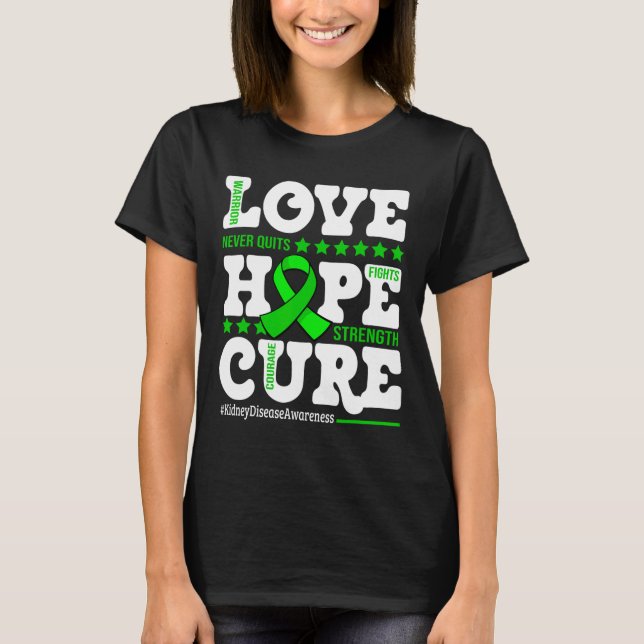 T-shirt Hope Cure Warrier Kidney Disease Awareness Support (Devant)