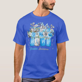T-shirt Hope Diabetes Awareness Blue Flowers Type 1 Diabet