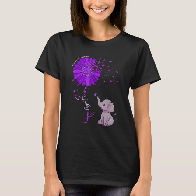 T-shirt Hope Fight Cure Alzheimer's Awareness Purple Flowe (Devant)
