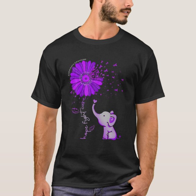 T-shirt Hope Fight Cure Elephant Alzheimer's Awareness Pur (Devant)