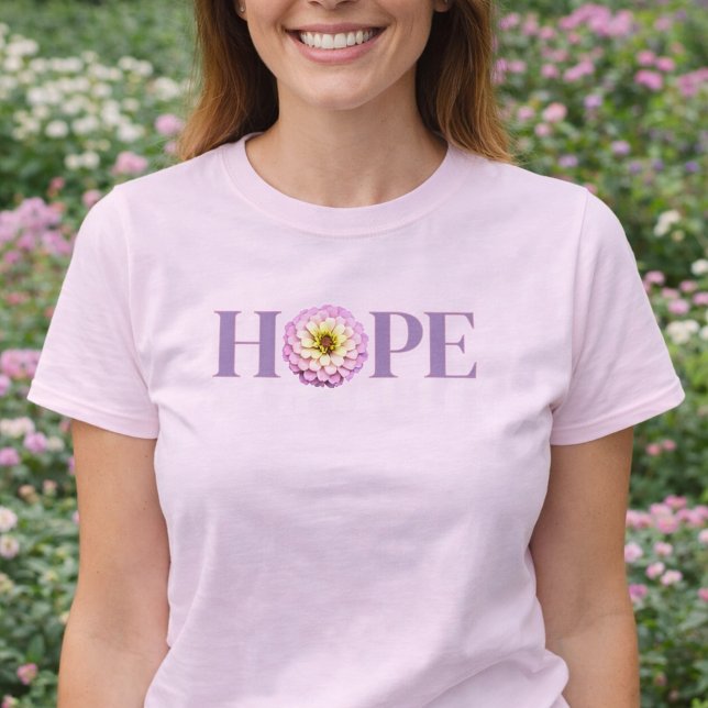 T-shirt Hope Floral Zinnia Light Pink Christian Design (Hope Zinnia Floral Shirt By Meggidoo )