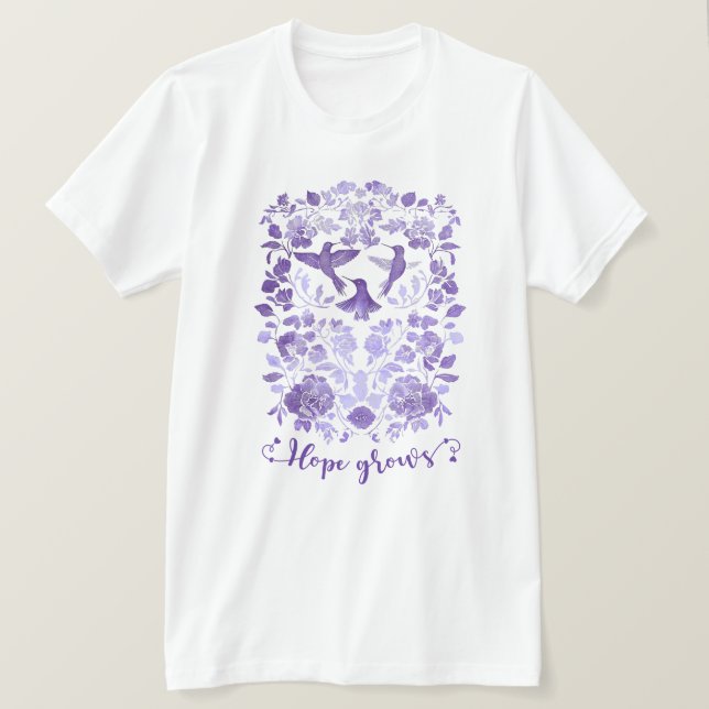 T-shirt Hope Grosses - Lavender Linocut Bird Inspirational (Design devant)