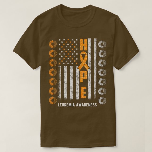 T-shirt Hope Leukemia Aware American Flag Sunflower Pr (Design devant)