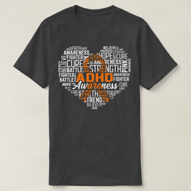 T-shirt Hope Love Cure ADHD Awareness Warrior Orange Ribbo (Design devant)