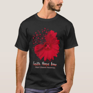 T-shirt Hope Love Heart Disease Awareness Sunflower